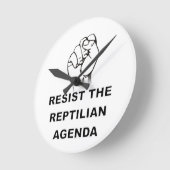 爬虫類の議題に反対する ラウンド壁時計 (傾斜)