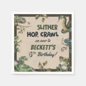 爬虫類をテーマにした子供の誕生日パーティー スタンダードカクテルナプキン (正面)