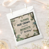 爬虫類をテーマにした子供の誕生日パーティー フェイバーバッグ (クリップ留めされた状態)