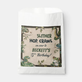 爬虫類をテーマにした子供の誕生日パーティー フェイバーバッグ