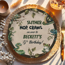 爬虫類をテーマにした子供の誕生日パーティー ペーパープレート