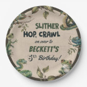 爬虫類をテーマにした子供の誕生日パーティー ペーパープレート (正面)