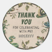 爬虫類をテーマにした子供の誕生日パーティー ラウンドシール (正面)