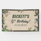 爬虫類をテーマにした子供の誕生日パーティー 横断幕 (横)