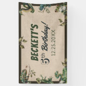 爬虫類をテーマにした子供の誕生日パーティー 横断幕 (縦)