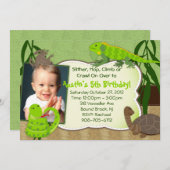 爬虫類をテーマにした誕生日パーティーの招待状 招待状 (正面/裏面)