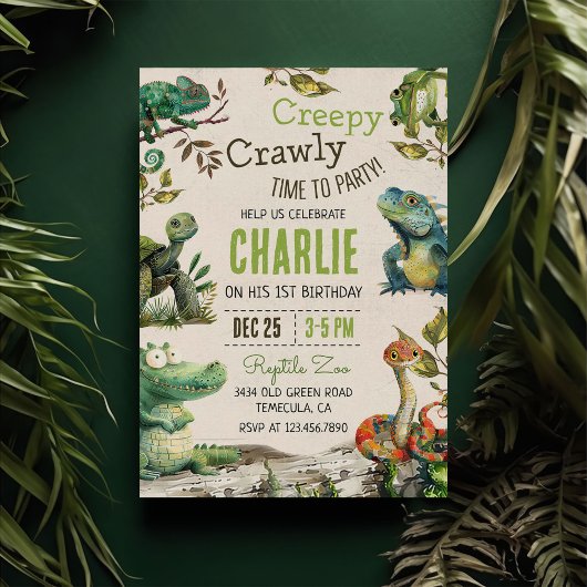 爬虫類キッズ1st誕生日 招待状