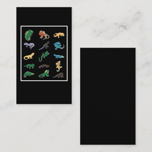 爬虫類コラージュゲッコヘビトカゲ 名刺 (正面/裏面)