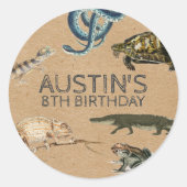爬虫類ショーの誕生日パーティーの御礼 ラウンドシール (正面)