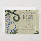 爬虫類スネークアート動物園の誕生日パーティーへの招待 招待状 (正面)