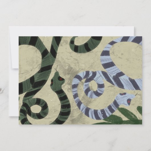 爬虫類スネークアート動物園の誕生日パーティーへの招待 招待状 (裏面)