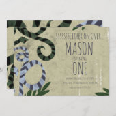 爬虫類スネークアート動物園の誕生日パーティーへの招待 招待状 (正面/裏面)