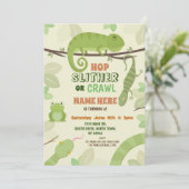 爬虫類スネークバースデーパーティリザードヘビIguana 招待状 (スタンド正面)