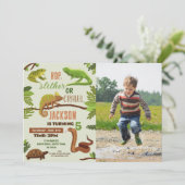 爬虫類スネークバースデーパーティー写真Frogs Iguana 招待状 (スタンド正面)