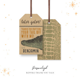爬虫類パーソナライズされた誕生日サンキューラベル ギフトタグ