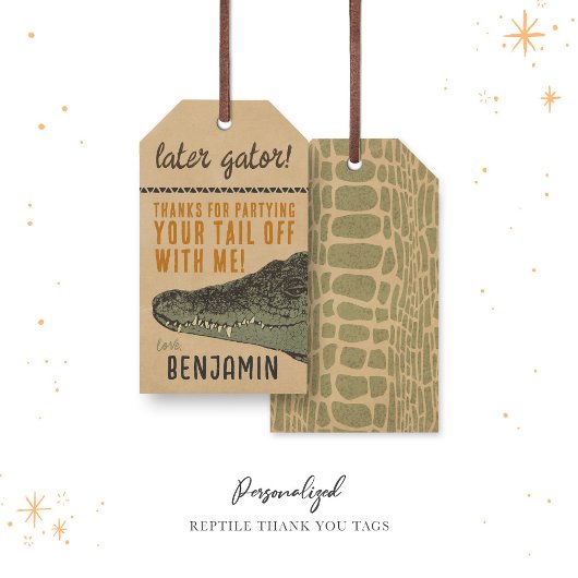 爬虫類パーソナライズされた誕生日サンキューラベル ギフトタグ