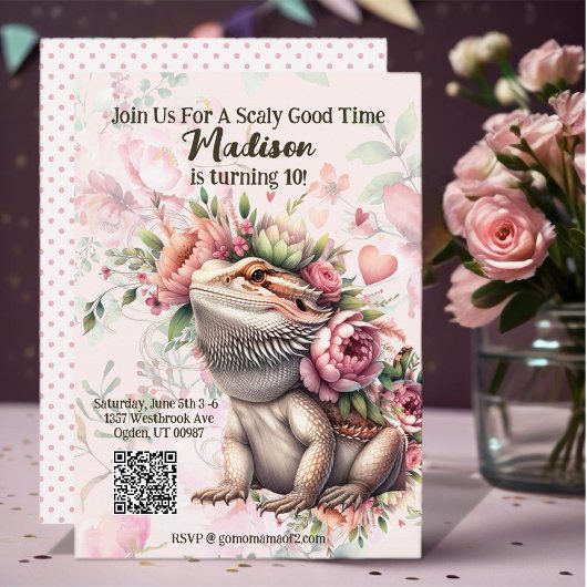 爬虫類リザード誕生日 招待状