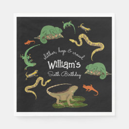 爬虫類両生類トカゲ子供の誕生日パーティー スタンダードランチョンナプキン