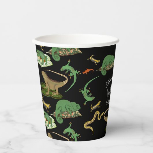 爬虫類両生類トカゲ子供の誕生日パーティー 紙コップ (正面)