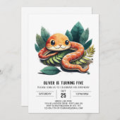 爬虫類冒険誕生日招待状 招待状 (正面/裏面)