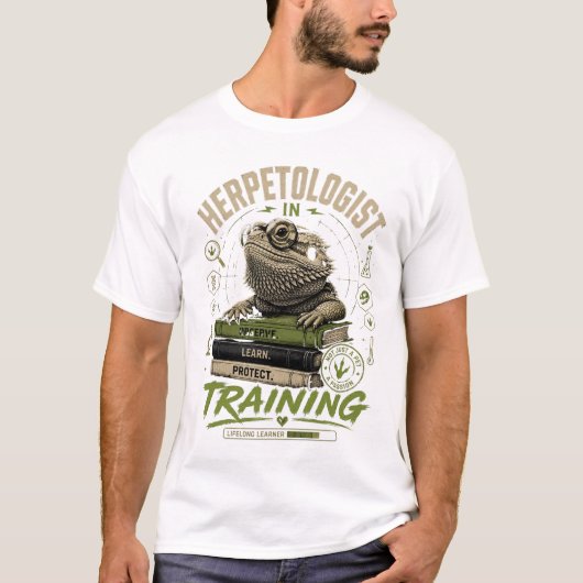 爬虫類学者見習いフトアゴヒゲトカゲTシャツ Tシャツ (正面)