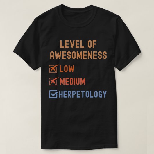 爬虫類学者、爬虫類学の凄さレベル Tシャツ (デザイン正面)