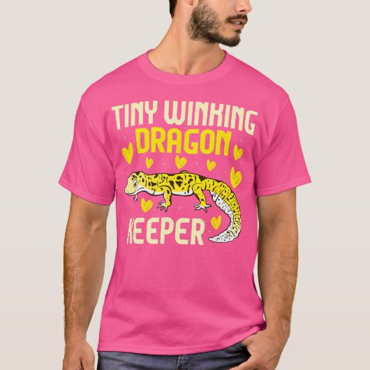 爬虫類学者 Tiny Winking Dragon Keeper ヒョウモントカゲモドキ Tシャツ (正面)