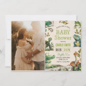 爬虫類少年男の赤ちゃんシャワー写真 招待状 (正面)