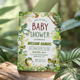 爬虫類少年男の赤ちゃんシャワー 招待状