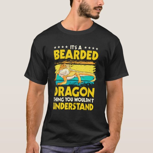 爬虫類引用文その髭ドラゴンのDひげ Tシャツ (正面)