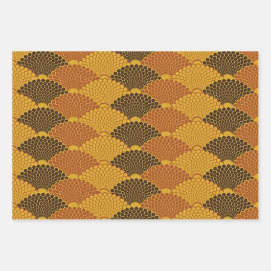 爬虫類肌シームレスパターン(金ゴールド) ラッピングペーパーシート (正面)
