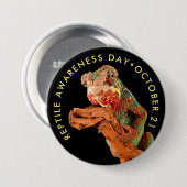 爬虫類認識度デイ、カメレオンボタン 缶バッジ (正面&裏面)