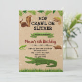 爬虫類誕生日テーマパーティーの招待 招待状 (スタンド正面)