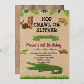 爬虫類誕生日テーマパーティーの招待 招待状 (正面/裏面)