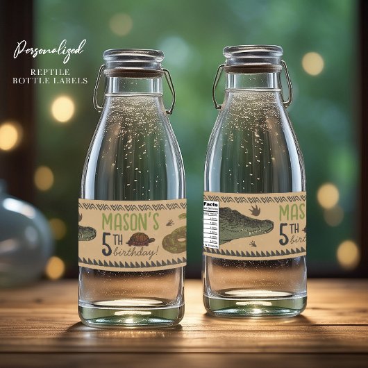 爬虫類誕生日パーティボトルラベル ペットボトルラベル