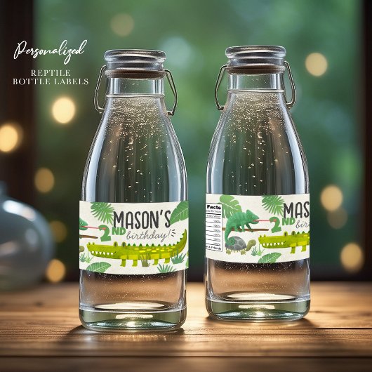 爬虫類誕生日パーティボトルラベル ペットボトルラベル