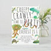 爬虫類誕生日パーティーの招待 – トカゲ,ヘビ 招待状 (スタンド正面)