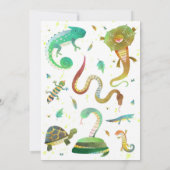 爬虫類誕生日パーティーの招待 – トカゲ,ヘビ 招待状 (裏面)