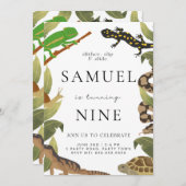 爬虫類誕生日パーティーへの招待 招待状 (正面/裏面)