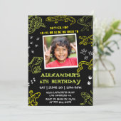 爬虫類誕生日招待状ボーイキッズパーティー モダン 招待状 (スタンド正面)