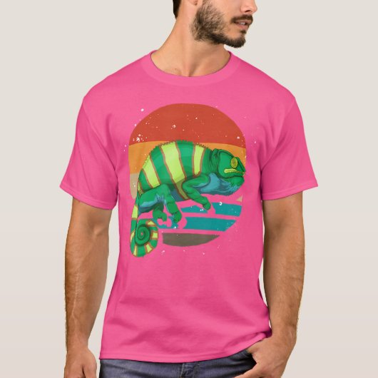 爬虫類野生動物熱帯性動物リザードカメレオン Tシャツ (正面)