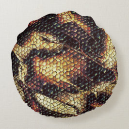 爬虫類革の黄色がかった茶色のベージュの汚れ？ ラウンドクッション