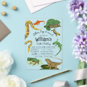 爬虫類、トカゲ類および両生類子供の誕生日 アクリル招待状 (インサイチュ (ウェディング))