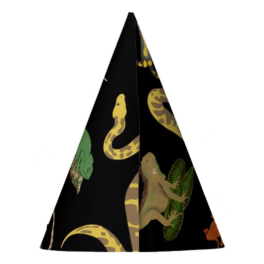 爬虫類、トカゲ類および両生類子供の誕生日 パーティーハット (裏面)