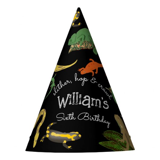 爬虫類、トカゲ類および両生類子供の誕生日 パーティーハット (正面)