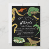 爬虫類、トカゲ類および両生類子供の誕生日 招待状 (正面)