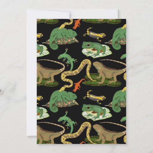 爬虫類、トカゲ類および両生類子供の誕生日 招待状 (裏面)