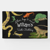 爬虫類、トカゲ類および両生類子供の誕生日 横断幕 (横)