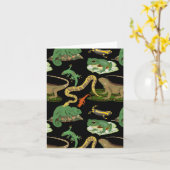 爬虫類、トカゲ類、両生類のパターン カード (黄色い花)