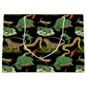爬虫類、トカゲ類、両生類のパターン ラージペーパーバッグ (正面)